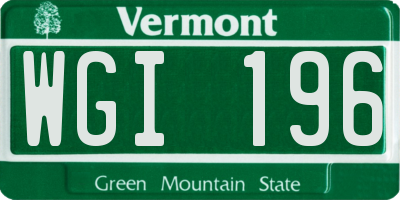 VT license plate WGI196