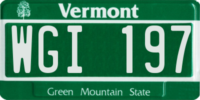 VT license plate WGI197