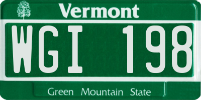 VT license plate WGI198