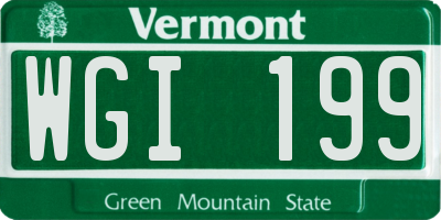 VT license plate WGI199