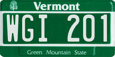 VT license plate WGI201