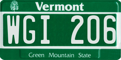 VT license plate WGI206