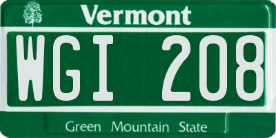 VT license plate WGI208