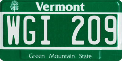 VT license plate WGI209