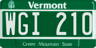 VT license plate WGI210