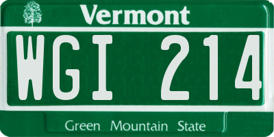 VT license plate WGI214