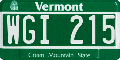 VT license plate WGI215
