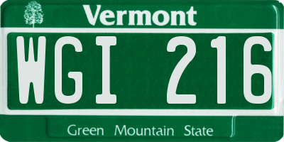 VT license plate WGI216