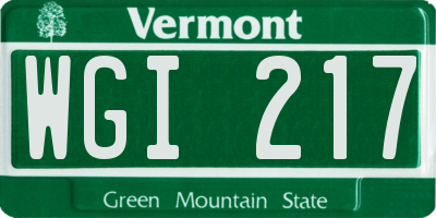VT license plate WGI217