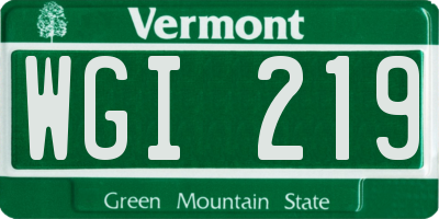 VT license plate WGI219