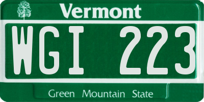 VT license plate WGI223