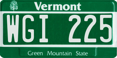VT license plate WGI225