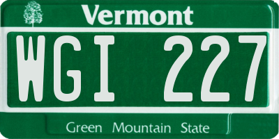 VT license plate WGI227