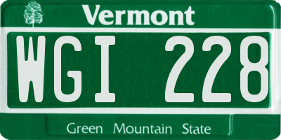 VT license plate WGI228
