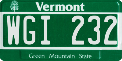 VT license plate WGI232