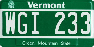 VT license plate WGI233
