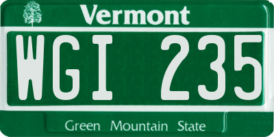 VT license plate WGI235