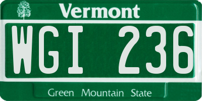 VT license plate WGI236