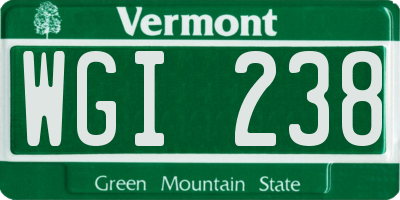 VT license plate WGI238