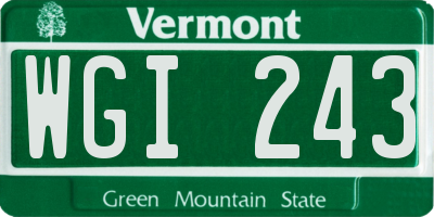 VT license plate WGI243