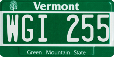 VT license plate WGI255