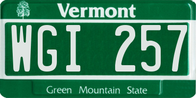 VT license plate WGI257