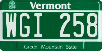 VT license plate WGI258