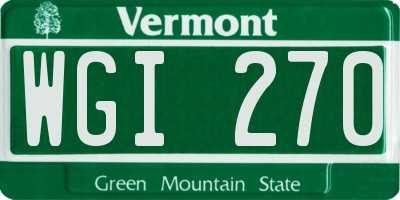VT license plate WGI270