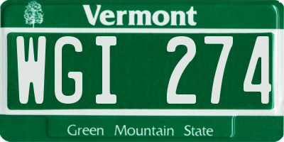 VT license plate WGI274