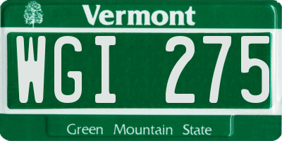 VT license plate WGI275