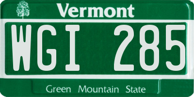 VT license plate WGI285