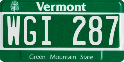 VT license plate WGI287