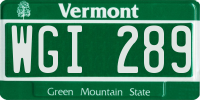 VT license plate WGI289