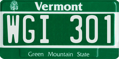 VT license plate WGI301