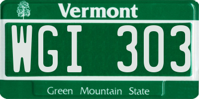VT license plate WGI303