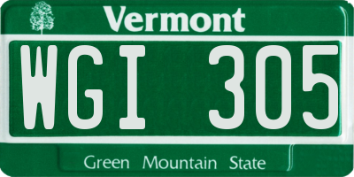 VT license plate WGI305