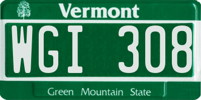 VT license plate WGI308