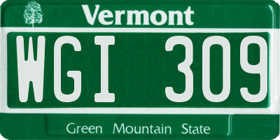 VT license plate WGI309
