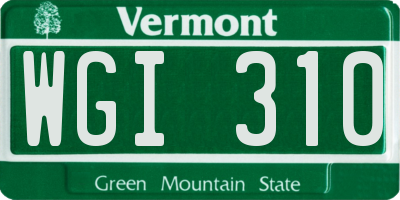 VT license plate WGI310