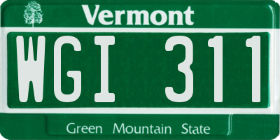 VT license plate WGI311