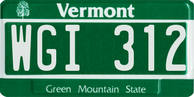 VT license plate WGI312