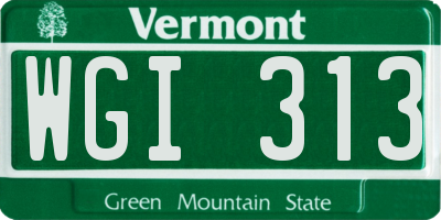 VT license plate WGI313