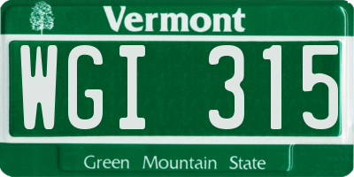 VT license plate WGI315