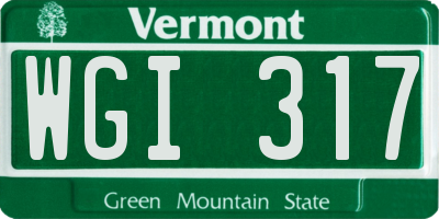 VT license plate WGI317