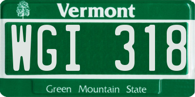 VT license plate WGI318