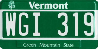 VT license plate WGI319