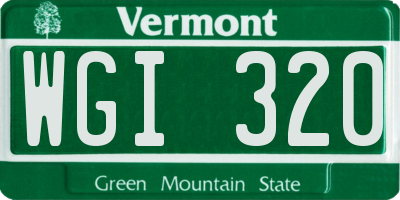VT license plate WGI320