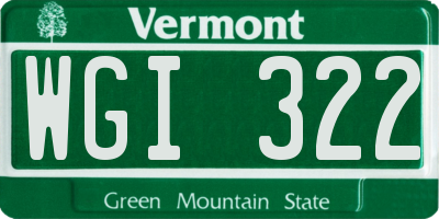 VT license plate WGI322