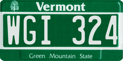 VT license plate WGI324