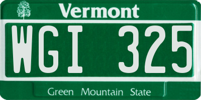 VT license plate WGI325